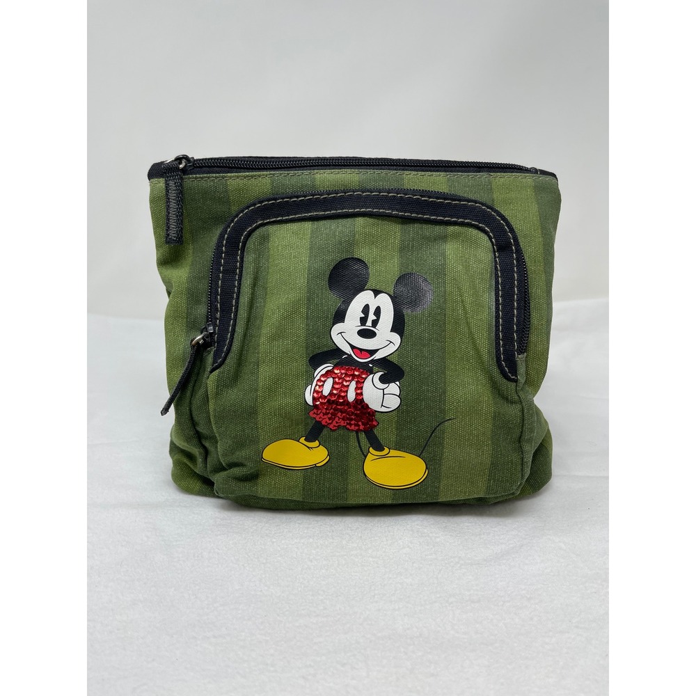 Disney Mickey Mouse Crossbody Bag Unisex Medium Green Excellent Sequin Detail